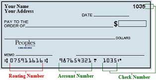 Check showing bank account numbers